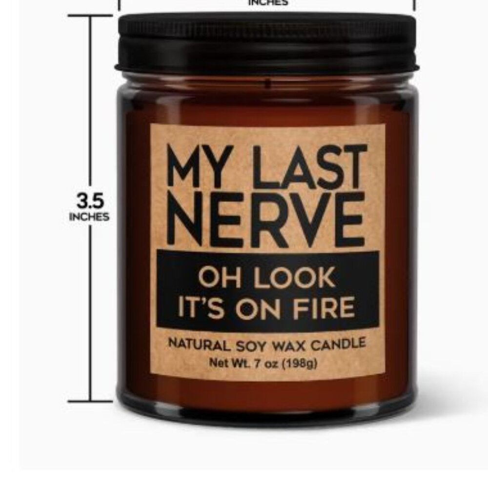 My Last - Nerve Oh Look It's On Fire Candle.  Mahogany Teakwood scent - Picture 2 of 2